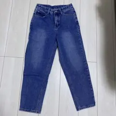 GRL 濃い青 ハイウエスト ストレートデニムパンツ