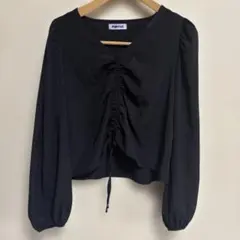 PUNYUS フロントギャザー ブラウス ブラック サイズ1