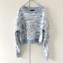 セーター 水色 ホワイト ニット トップス レディース 長袖 冬服