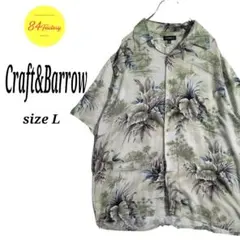 Croft&Barrow　総柄シャツアロハ　かりゆしウェア　緑　テロテロ　Ｌ