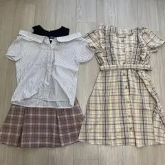ピンクラテ　スカパン　Tシャツ　チェック柄ワンピース 3点セット　150 160のサムネイル