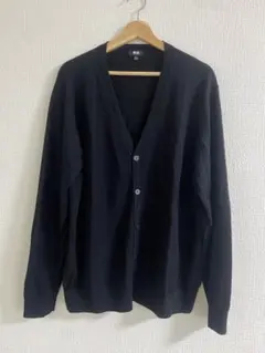 ユニクロ メリノVネックカーディガン ブラック XL