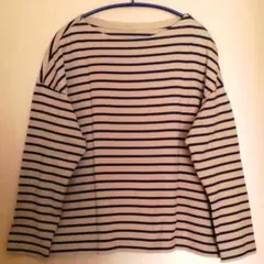 UNIQLO ユニクロ★長袖ボーダーTシャツ カットソー ベージュ×黒 L