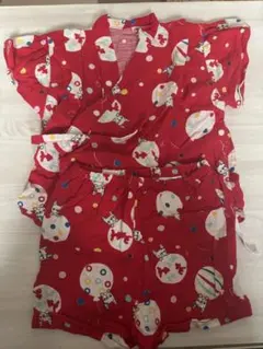 赤い風船と犬柄の甚平 80cm