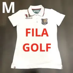 おしゃれ❗️ FILA GOLF フィラゴルフ　ワッペン　刺繍　半袖　ポロシャツM