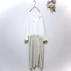 新品✨【OPAQUE.CLIP】ドッキングワンピース ホワイト×ベージュ （M）