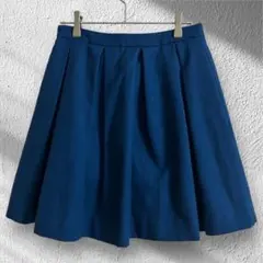 クローラ　ワールド　タックフレアスカート　ウール混　上品　大人可愛い　ブルーのサムネイル