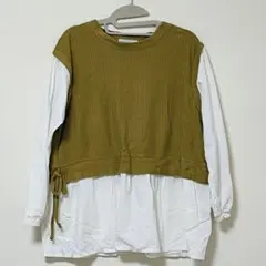 【美品】SEASON REASON 重ね着風トップス M マスタード 秋コーデ