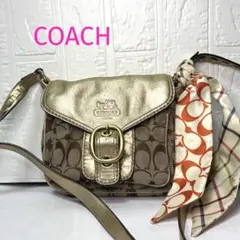 タ*️様 COACH ✮ゴールド ショルダーバッグ スカーフ付き