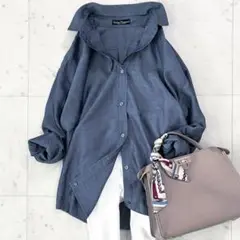 美品♪ アーバンリサーチ ダンガリー2WAYシャツ 長袖 LL相当 ネイビー 紺