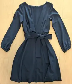 MERCURYDUO フロントタックフレアワンピース ネイビー