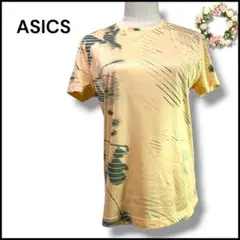 アシックス 【S】 Tシャツ 半袖 総柄 黄色 スポーツ ランニング 吸汗速乾