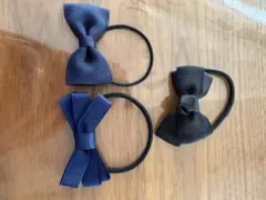 No.26 キッズ ヘアゴム リボン ハンドメイド ツイン ブラック - メルカリ