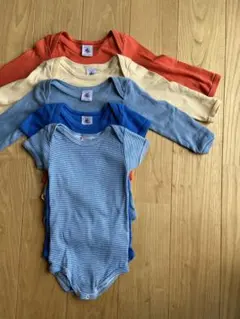 プチバトー　長袖半袖ロンパース12m 74cm 5枚セット