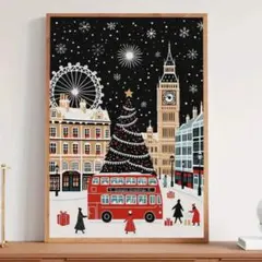 ポスター　インテリア　ロンドンクリスマス　3040 　キャンバスアート