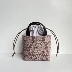 No.608 おにぎり巾着袋　北欧柄　ミニミニトートバッグ　ハンドメイド