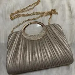 ゴールド　ベージュ　パーティーバッグ　クラッチバッグ　結婚式　お呼ばれ