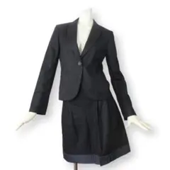 【美品】コムサデモード スカートスーツ 9 ブラック 黒 M 秋冬 ウール 09