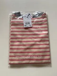 【新品タグ付き】ミキハウス ボーダー 長袖 ワンピース100cm