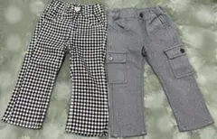 ミキハウスPICNICのチェックパンツ＆グレーパンツ　サイズ90