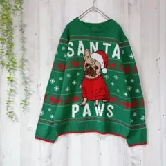 SANTA PAWS フレンチブルドッグ アグリーセーター クリスマス 緑のサムネイル