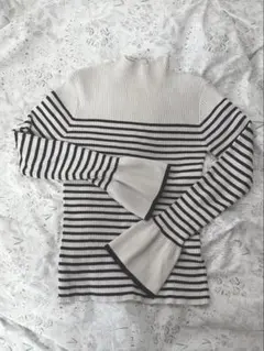 ストライプ ボートネック ニット M