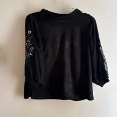 INGNI 花柄刺繍 シースルー袖 ブラウス ブラック