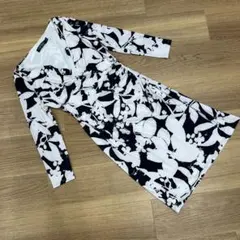 カシュクールワンピース　グレー　七分袖