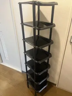 組み立て式　シューズラック　黒　7段　玄関収納　靴箱