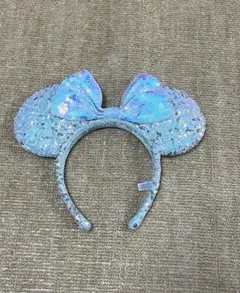 水色 ミニー耳カチューシャ ラメ付き