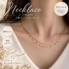 2連チェーンネックレス ゴールド ステンレス シンプル チェーンネックレス