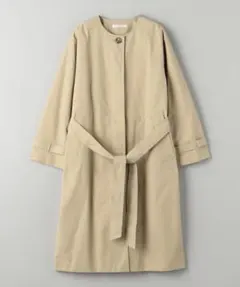 美品 BEAUTY&YOUTH ノーカラー ベルトコート S 撥水 春秋