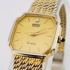 【美品/電池交換済】SEIKO EXCELINE レディース腕時計 1P ダイヤ