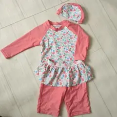 ハート柄 セパレート水着 100センチ　帽子付き