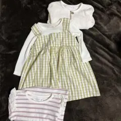 ママラク　チェック柄ワンピース　カーディガンなど　3点セット　80 バースデイ