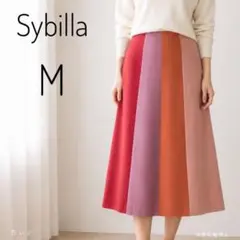 Sybilla シビラ カラーブロック フレアスカート M 日本製 ウール100のサムネイル