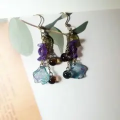 天然石アクセサリー アメジストピアス