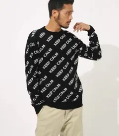 AZUL by moussy KEEP CALM クルーネック ニットセーター