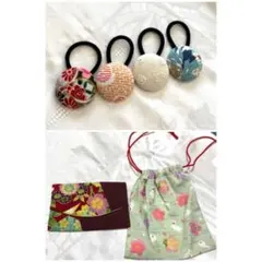 和柄小物　巾着　ティッシュケース ハンドメイド　髪留め　ヘアゴム