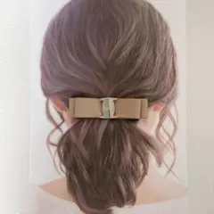 【バックル付リボンバレッタ】ヘアアクセ　ハンドメイド　結婚式　セレモニー