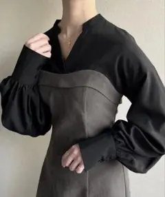 【新品タグ付】 JUNOAH シャツドッキングカルゼワンピース