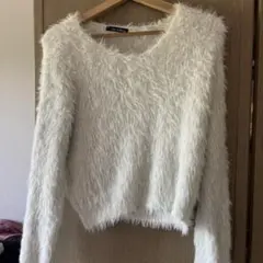 ホワイトファー風長袖セーター