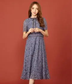 レース刺繍バイカラーワンピース