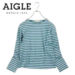05T634☆ AIGLE ボーダー 爽やか トップスカットソー ロンT 春秋のサムネイル