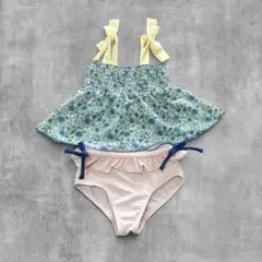プティマイン 小花柄 セパレート水着 80 女の子 フリル タンキニ ベビー水着
