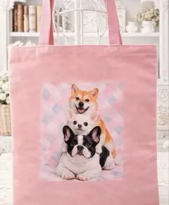 p*o様 犬バッグ　仲良しワンちゃん　トートバッグ　愛犬とお散歩　特製ペン付き