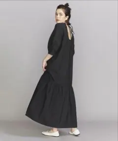 BEAUTY&YOUTH バックリボン ボリューム マキシワンピース