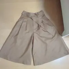 ブラウン ガウチョパンツ ウエストベルト付き