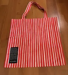 【新品未使用】marimekko トートバッグ レッド×ホワイト ストライプ