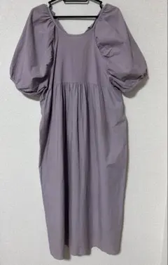 ふんわり袖 半袖 ワンピース くすみピンク